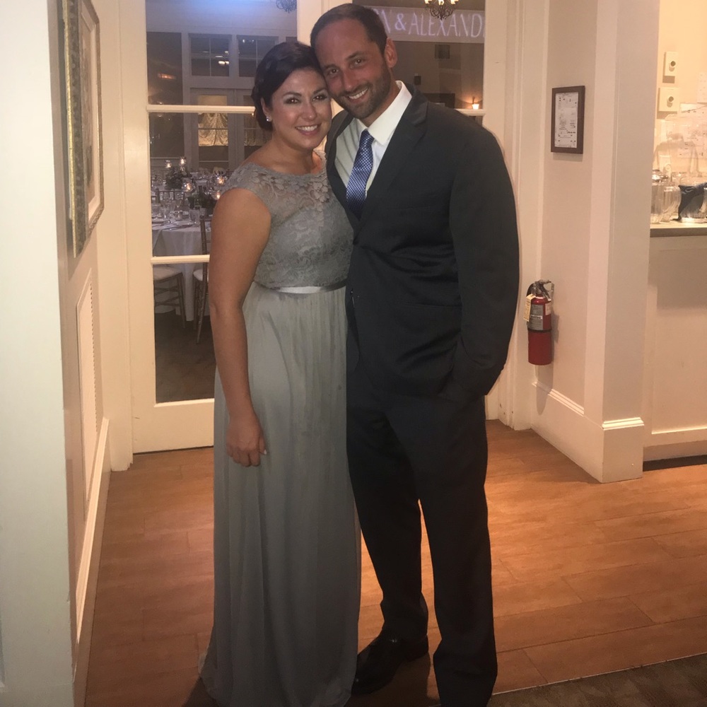 Grey lace bridal dress
